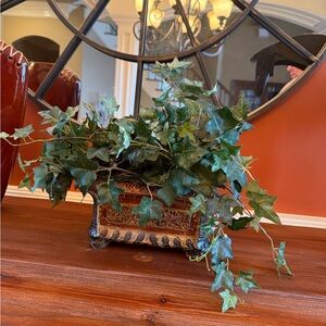 Cascading Green and Brown Faux Floral Arrangement